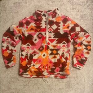 No Boundaries Pink and White Fleece Pullover